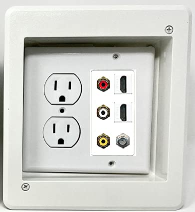 RiteAV ( 2ギャングDecorative ) 15?Ampラウンド電源コンセントHDMIテレビ壁プレートホワイト ggw725x Amazon.com: RiteAV - 2 x 15 Amp 125V Power Outlet 3 x RCA